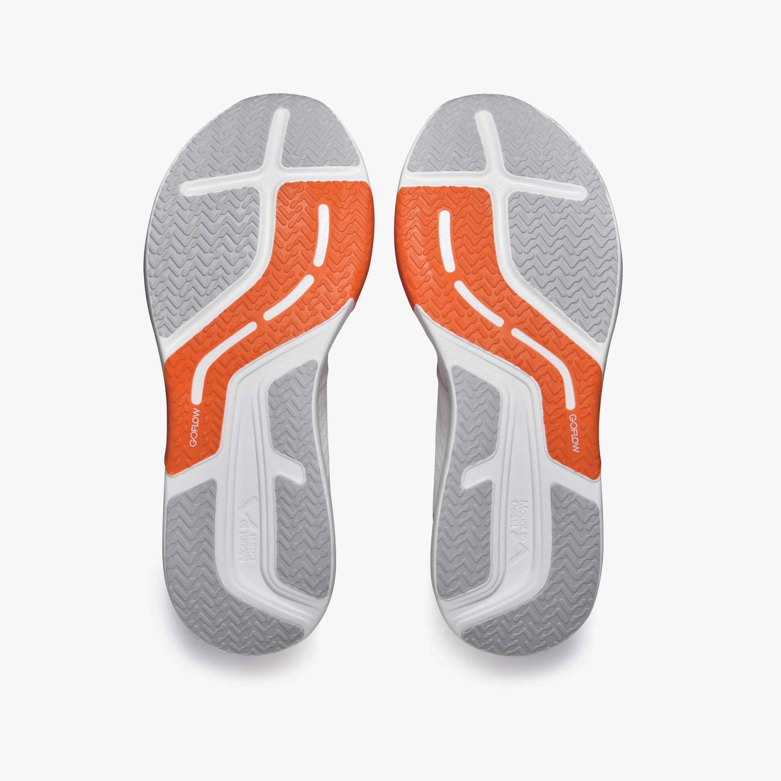R1 Cam running shoe sole design, gray and orange #Color_cam