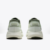 P1 Agave stability running shoe, rear view in light green with Mount to Coast branding.