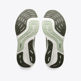 P1 Agave running shoe sole with GoFlow text, green and off-white design for stability