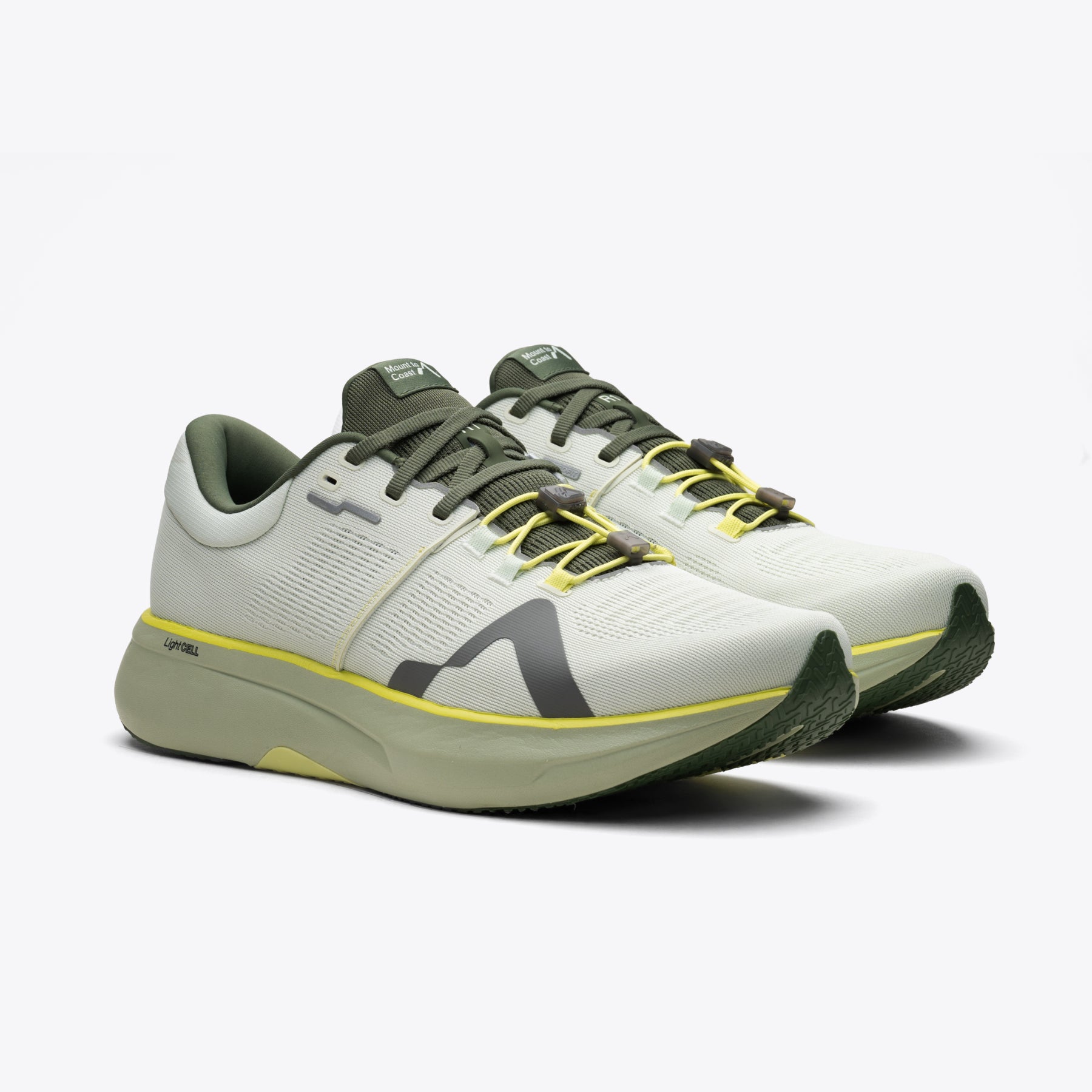 Mount to Coast R1 Agave road running shoes, green and yellow, LightCELL technology for multi-day ultramarathons