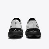 Mount to Coast T1 trail running shoes rear view in white and black colorway. Showcasing the brand logo and design detail.
#Color_tephra