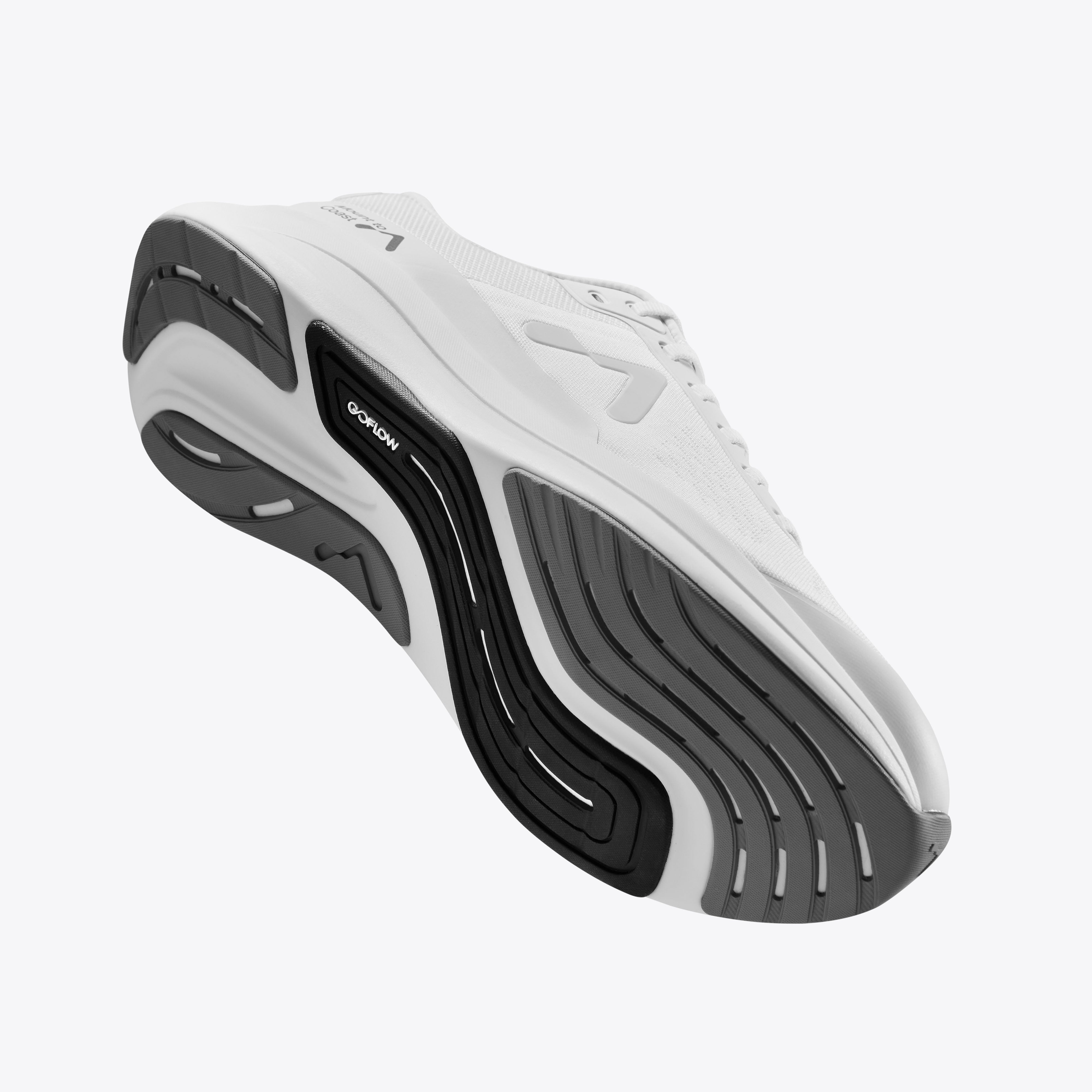 Mount to Coast running shoe sole with GOFLOW design, white and grey #Color_white