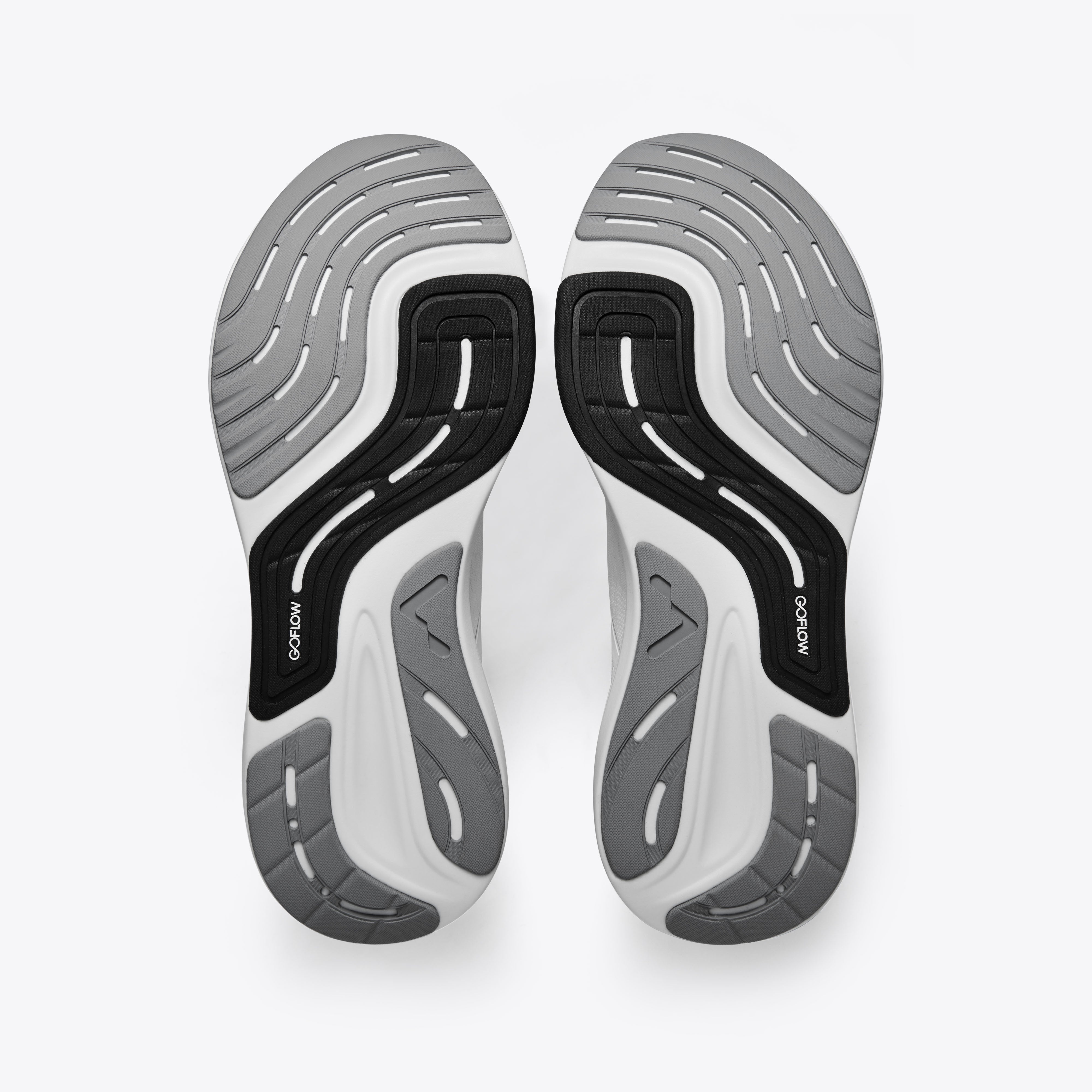 Mount to Coast running shoe sole, GOFLOW design for performance. #Color_white
