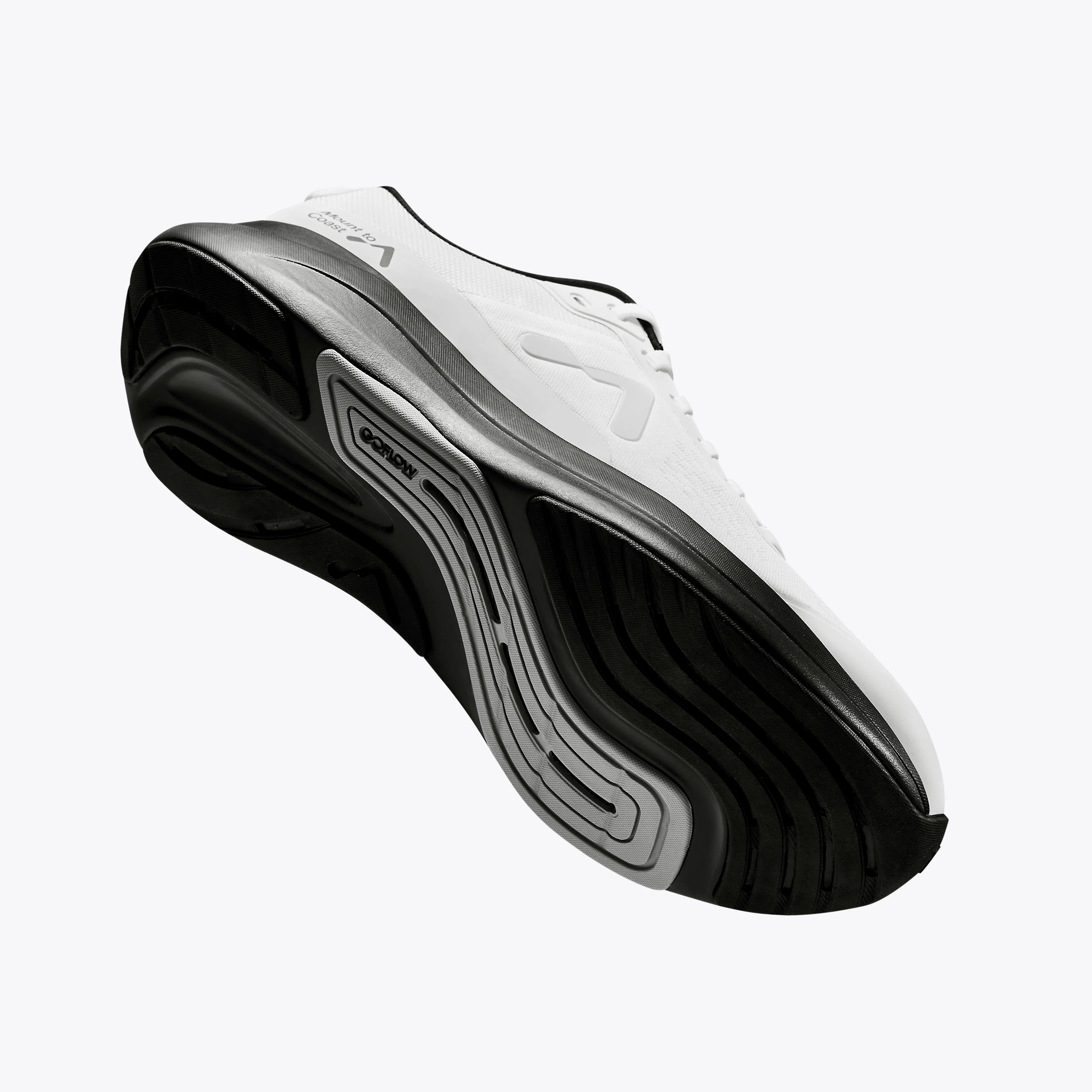 Mount to Coast P1 stability shoe, white and black with 3D Archrail technology. #Color_white|black