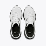 Mount to Coast P1 stability running shoe, white and black, with 3D Archrail technology, top-down view. #Color_white|black