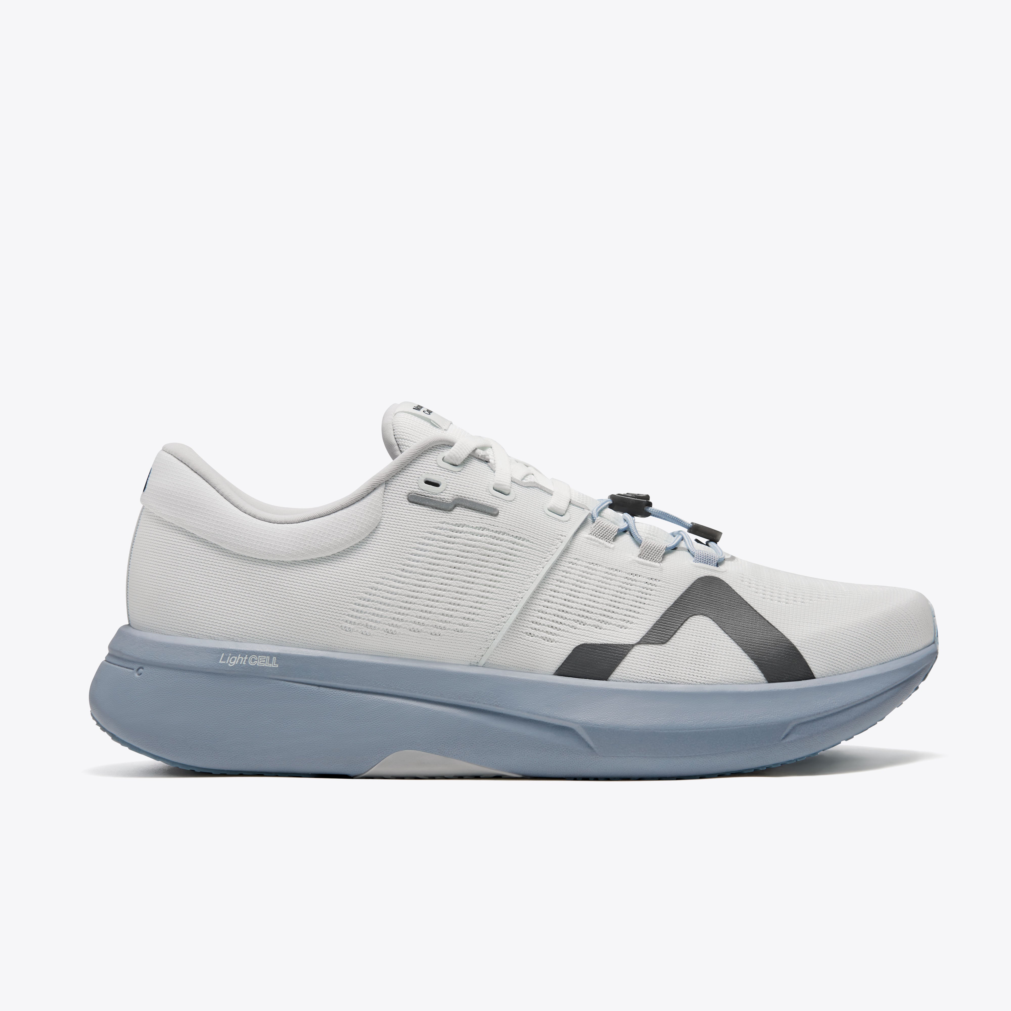 Mount to Coast R1 road running shoe, white and light blue, LightCELL technology for ultramarathons. #Color_twilight