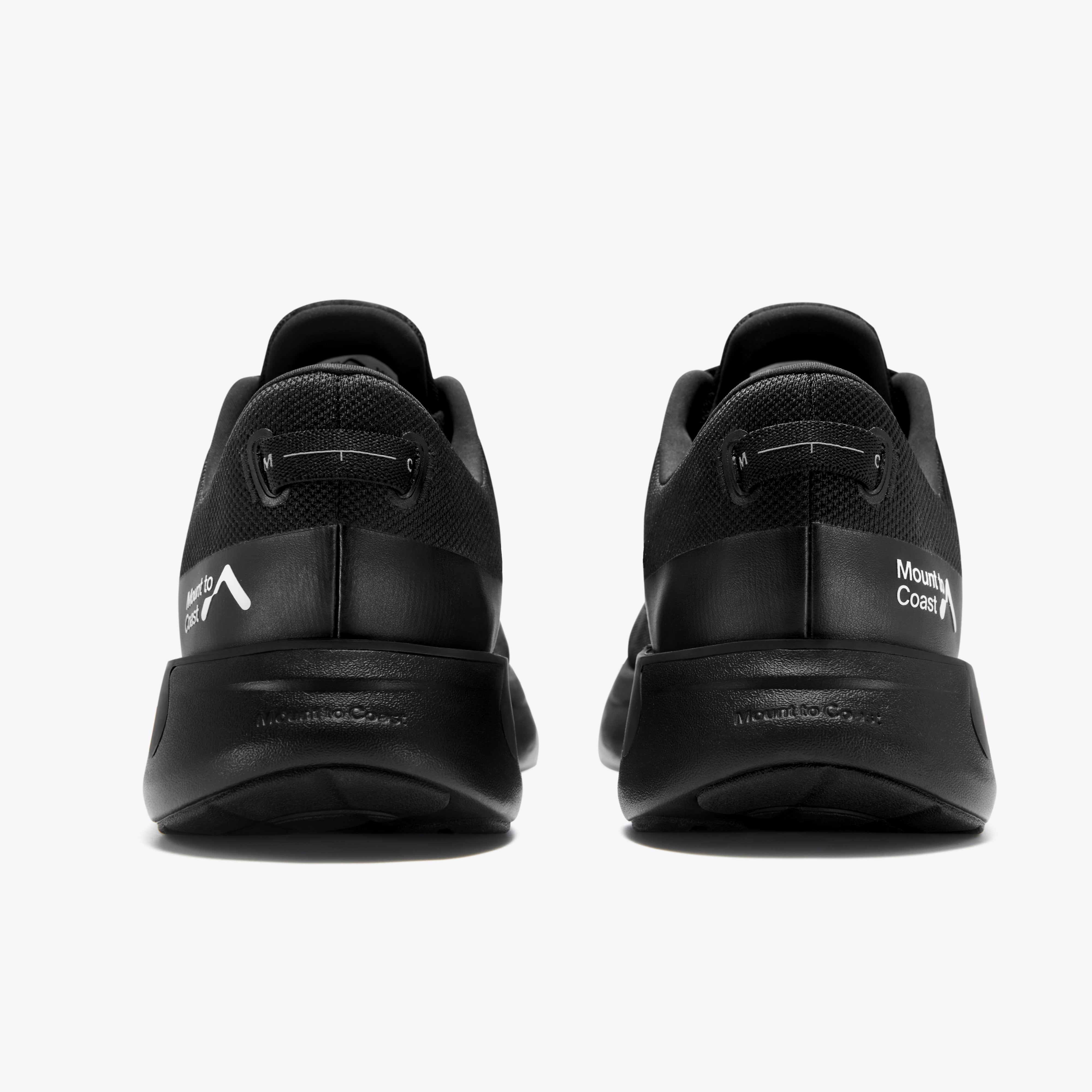 Mount to Coast S1 black running shoes, rear view detail #Color_black