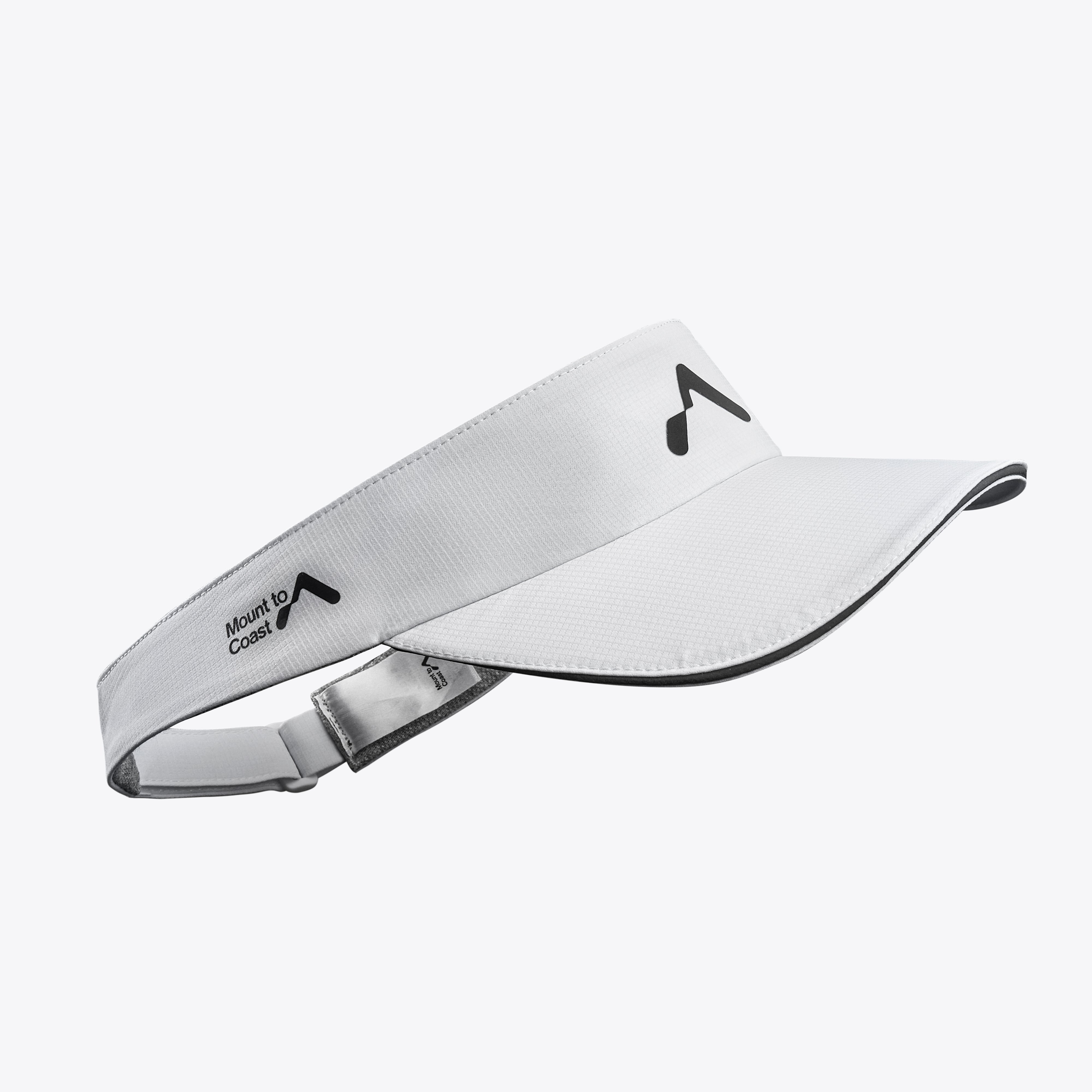 Mount to Coast White Running Visor with black trim and logo