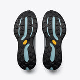Mount to Coast T1 trail running shoes soles, black Vibram soles with aqua inserts and rugged tread