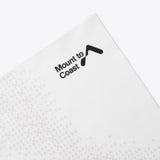 White Mount to Coast neck gaiter with UPF 50 sun protection, designed for runners.